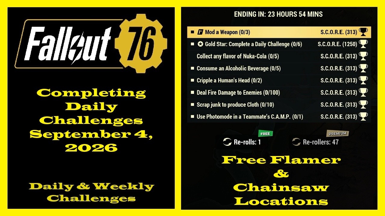 Completing Daily Challenges For September 4, 2026 - Fallout 76 Daily Challenges Guide