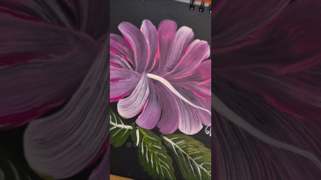 Soft bloom on black | Elegant floral acrylic painting 🌸 