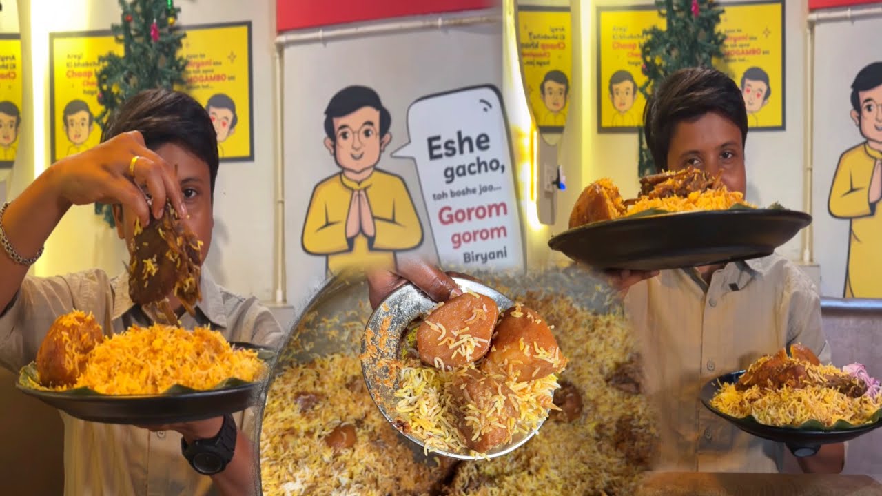 Barrackpore style Mutton Biryani ❤️150gm মটনের পিস, Chicken chap only 99/-😱Biryani Babu❤️Bong Insane