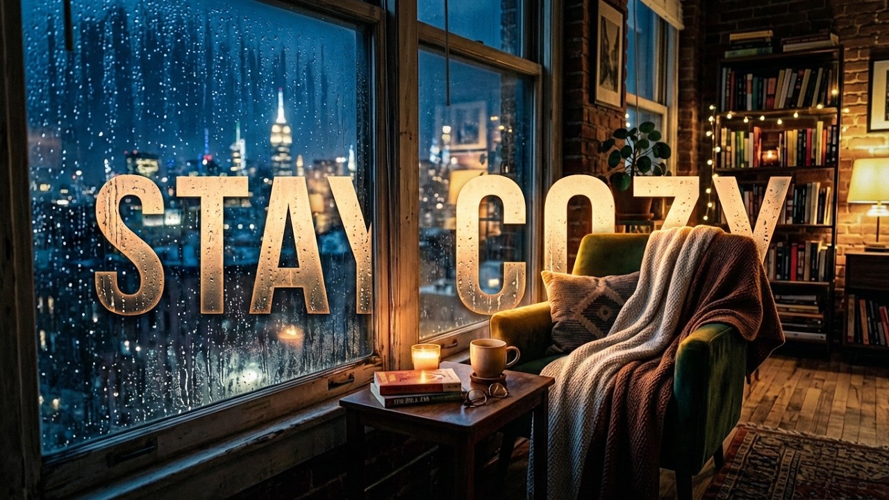 Rain on Window in New York Night 🌧️ Cozy Apartment Ambience |4K Rain Sounds for Sleep & Relax 90 Min