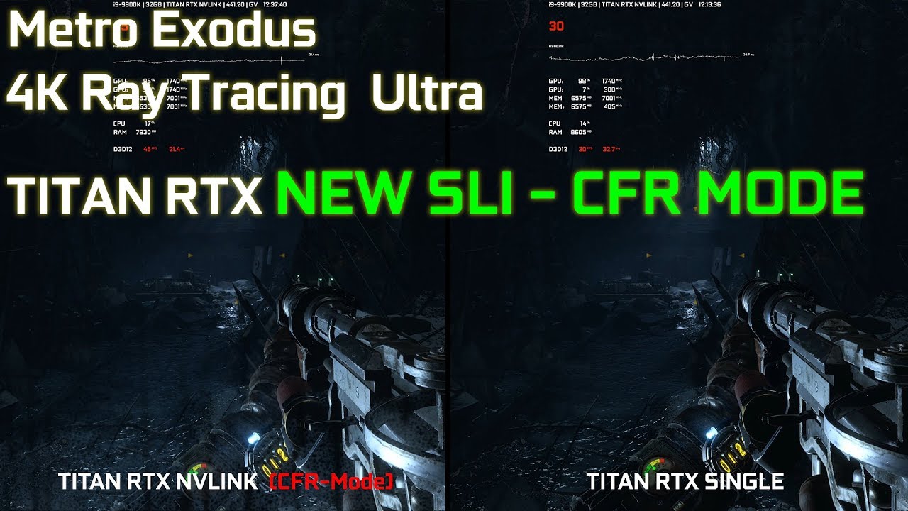 Metro Exodus DX12 New SLI CFR 4K Max settings TITAN RTX NVLINK Comparison