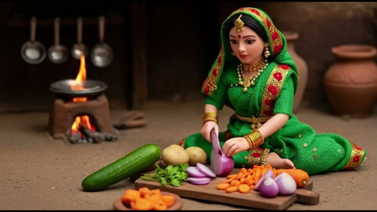 Miniature Doll Vegetable Biryani Cooking ASMR | Indian Village Tiny Kitchen Life