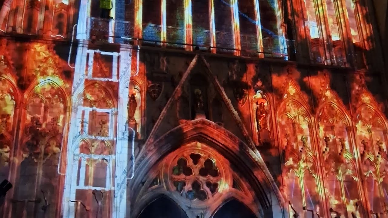 York Minster. Phoenix light show. 40th anniversary of the 1984 fire.