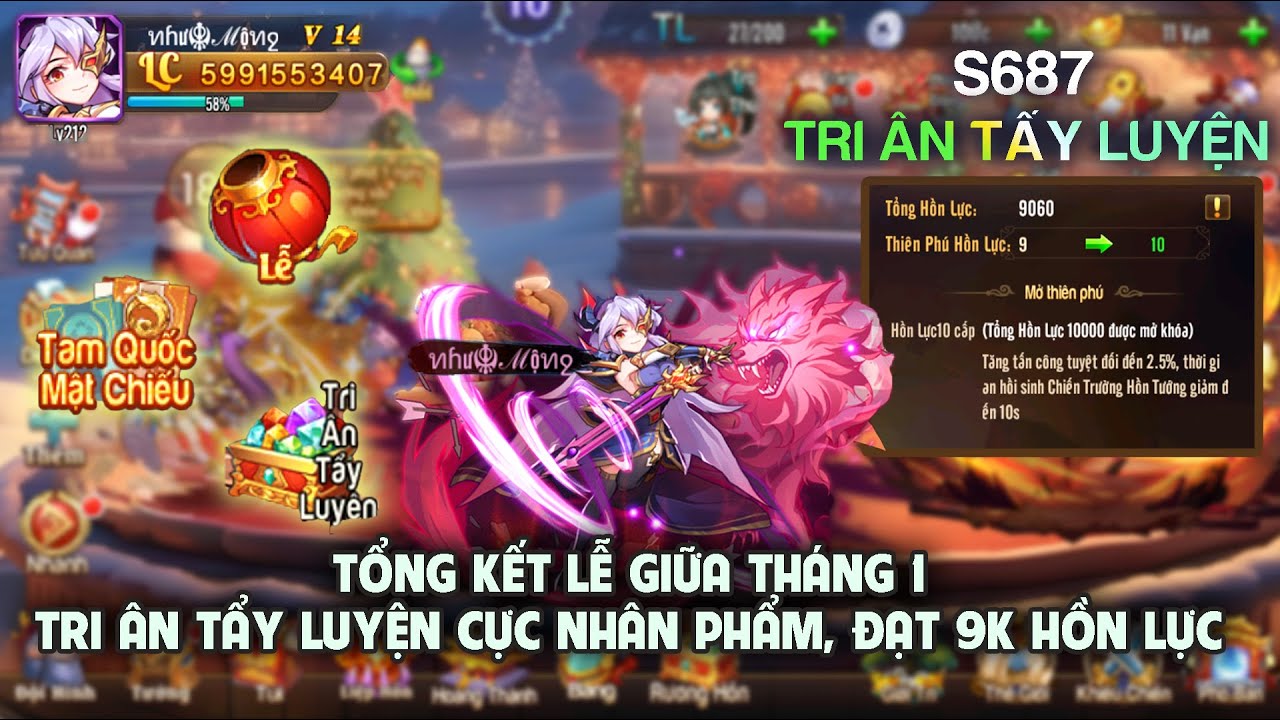 OMG 3Q S687 -TỔNG KẾT LỄ GIỮA THÁNG 1. TRI ÂN TẨY LUYỆN CỰC NHÂN PHẨM, ĐẠT 9K HỒN LỰC.