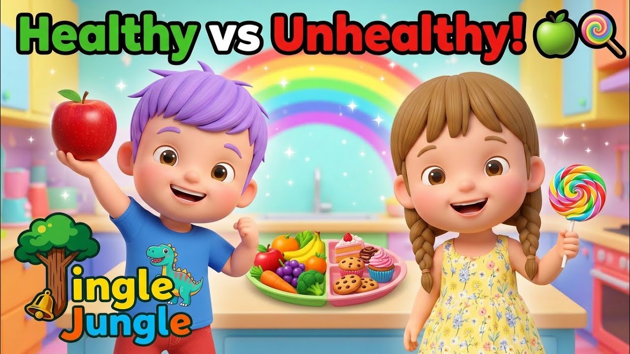 ​Healthy vs Unhealthy Food Song! 🍏🍭 What Should We Eat? | Jingle Jungle Nursery Rhymes 