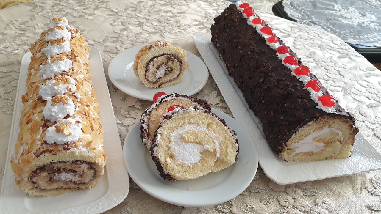 كيك رولي سويس رول #حلوى الكريمة سهلة وبسيطة للمبتدئين #bûche#gâteau roulé