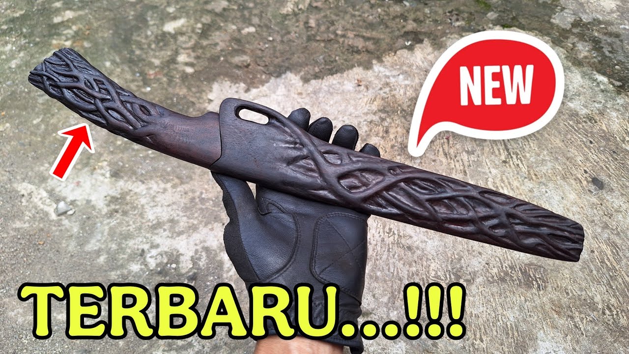 cara membuat gagang dan sarung golok ukiran keren.