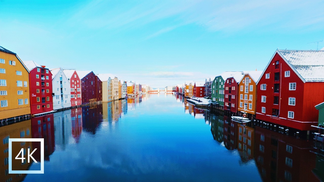 Norwegian River Ambience | Winter on Nidelva River, Trondheim 4K ASMR