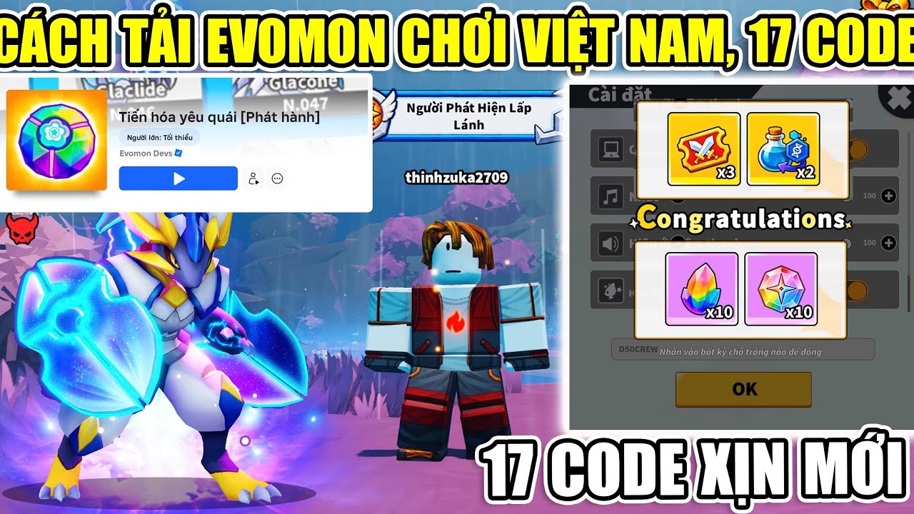 ALL 17 STARTER CODES AND HOW TO PLAY EVOMON IN VIETNAM | Roblox