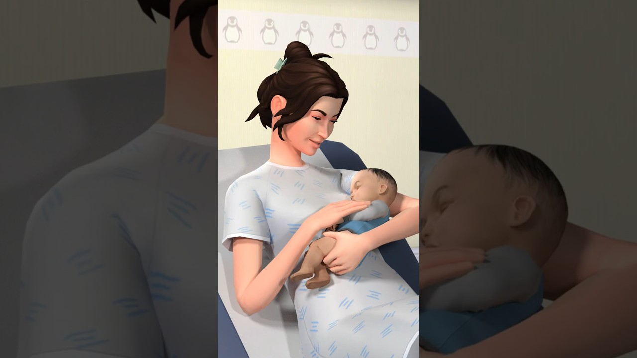 making a Sims 4 pose of a mum holding her newborn