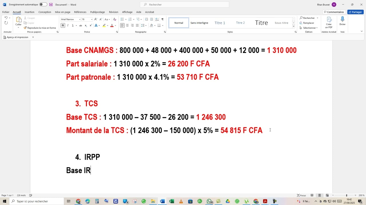 Exercice Corrigé sur le Bulletin de Paie au GABON