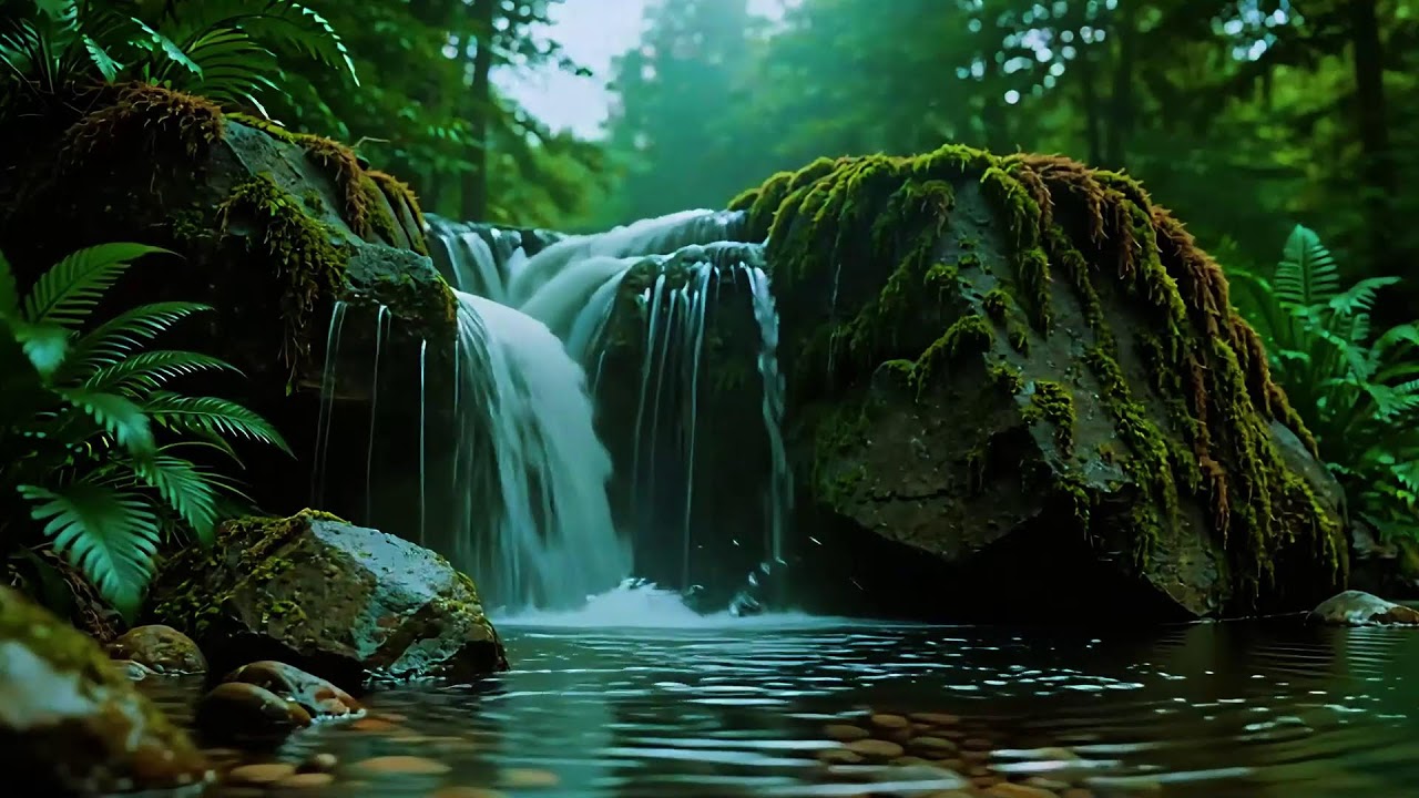 Serene Flowing River with Bird Sounds Soundscape for Focus