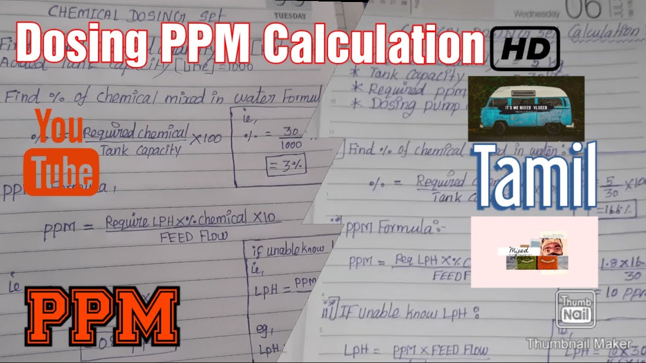 HOW TO CALCULATE PPM CALCULATION  AND %CHEMICAL #PPM Calculations #Online dosing sets #vasanth vasaa