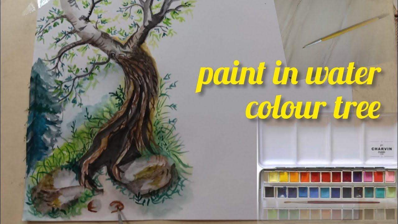   how to paint in water colour tree  / easy drawing for beginners 