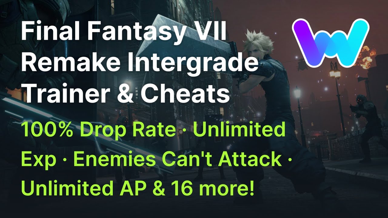 Final Fantasy VII Remake Trainer +20 Cheats (100% Drop Rate, Edit Gil, Unlimited Exp, & 17 More)