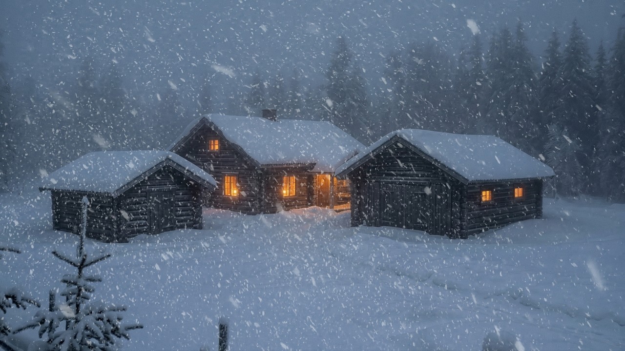 3 Hours of Heavy Blizzard Sounds at a Cozy Mountain Village | Snowstorm Ambience for Deep Sleep 4K