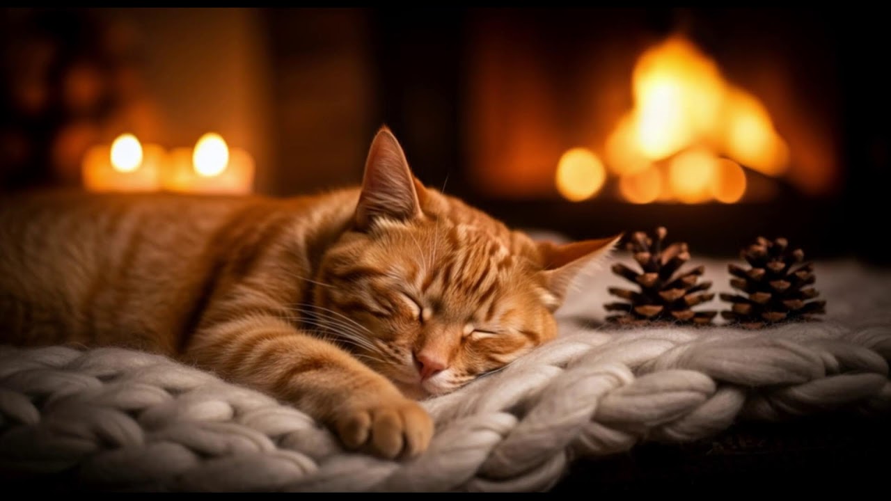 Emotional Healing Cat Music 432Hz 🐾 Cozy Fireplace Atmosphere For Calm Rest, Relief, And Comfort