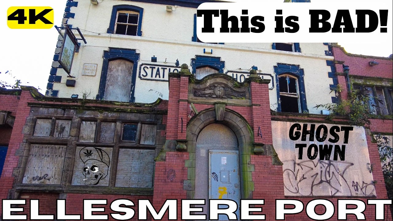 England ELLESMERE PORT Town Centre THIS IS BAD ! Ghost Town | Boarded Up  UNITED KINGDOM UK 4K