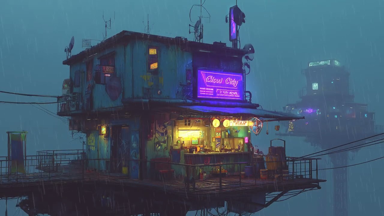 Watching the City in the Rain 🎵 Cyberpunk Rain Lofi For Study & Focus 🌧️
