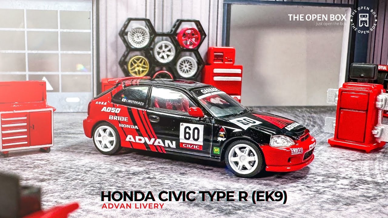 MotorHelix 1:64 Honda CIVIC TYPE R (EK9) - Advan Livery @TheOpenBox858 #200