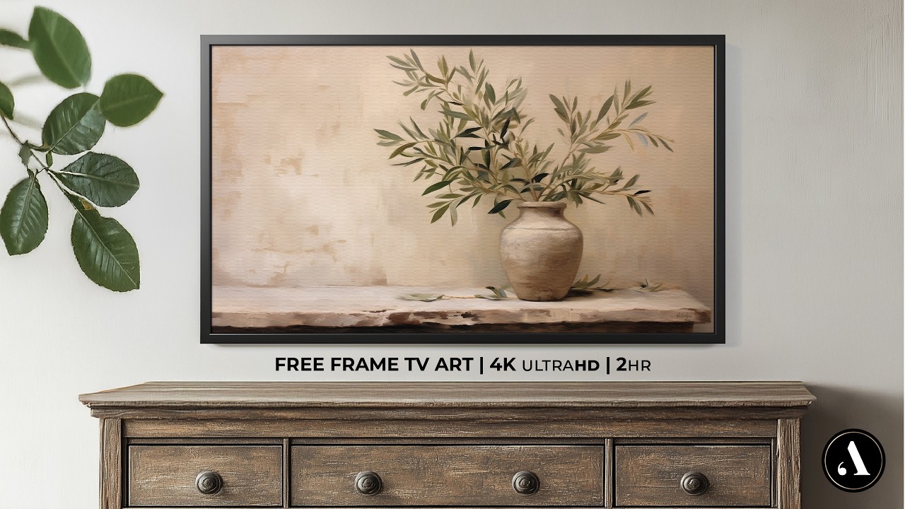 Free Frame TV Art | Vintage Still Life: Olive Tree and Vase | Art for Tv | 4k 2hr Oil Painting