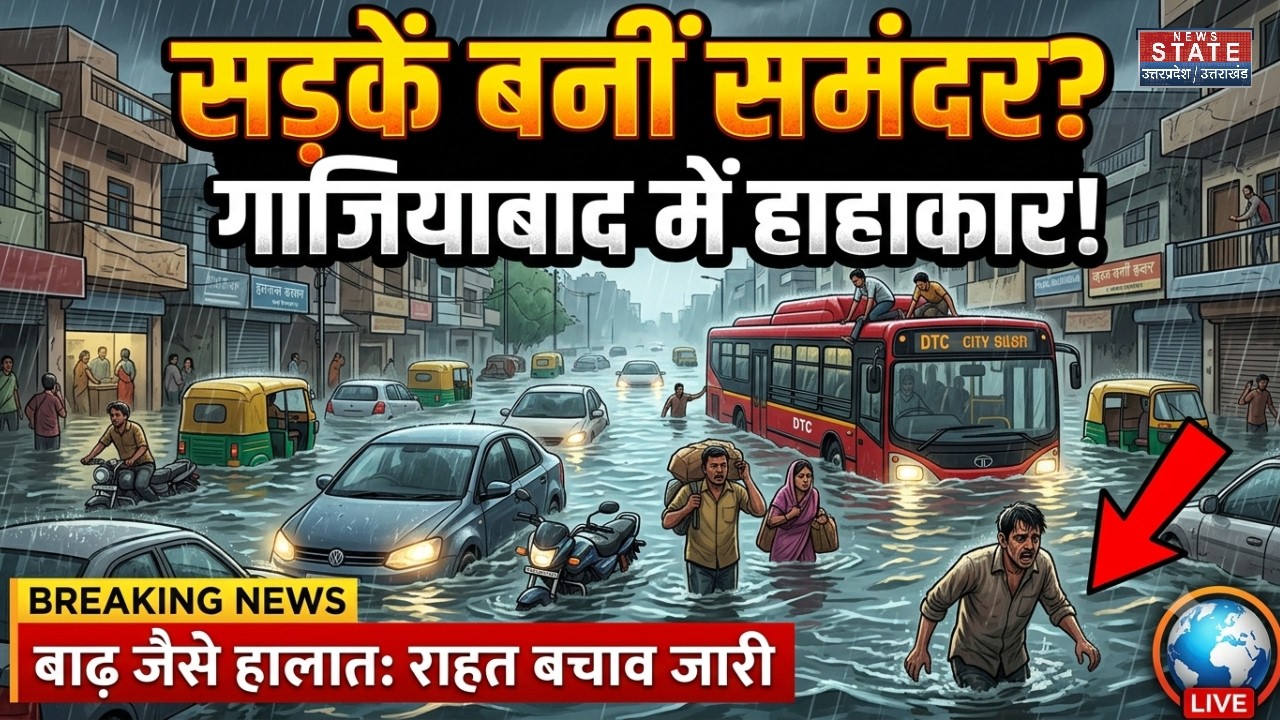 Ghaziabad Heavy Rain: Indirapuram में बारिश का तांडव! सड़कें बनीं नदी, मचा हाहाकार! |Waterlogging