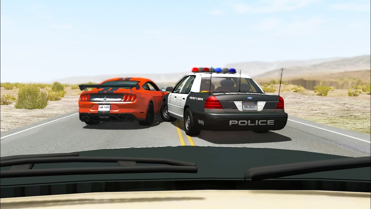 Police Chase Dash Cam Crashes #2 (w. Sound Effects) - BeamNG drive