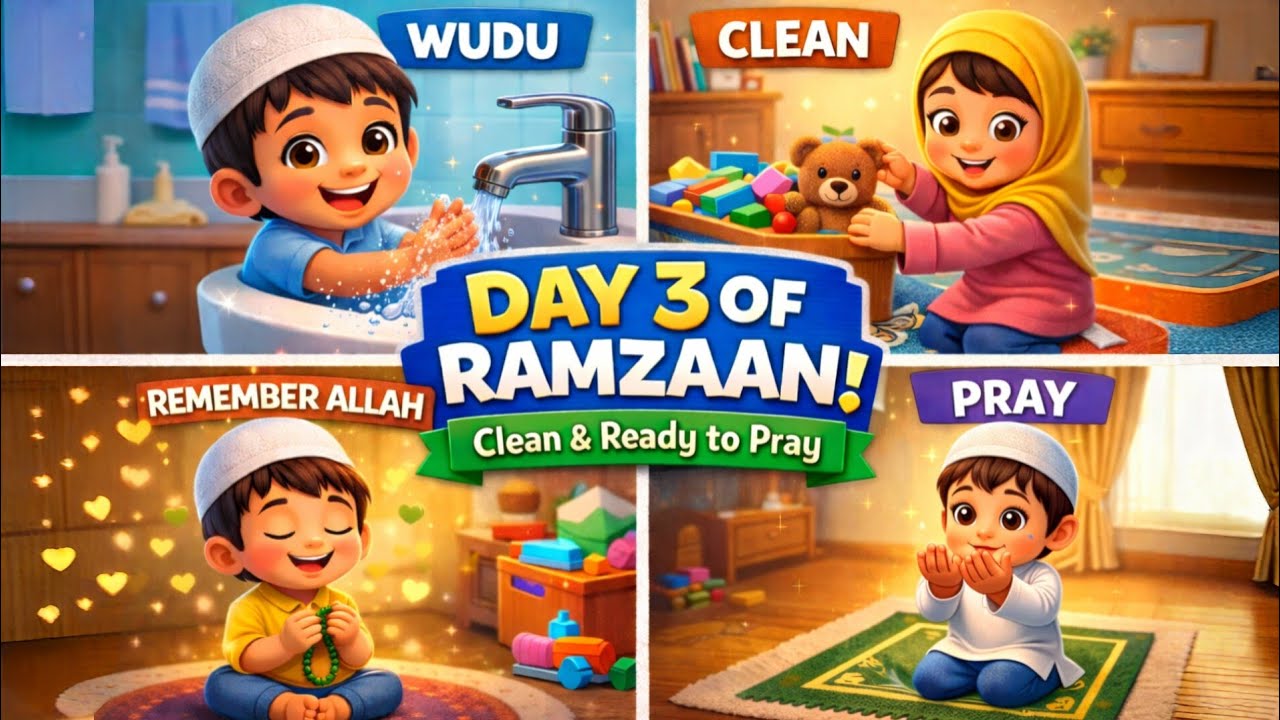 Ramzaan Day 3 🌙 | Learn Wudu for Kids | Clean Habits in Ramzan @ilmiToonz 