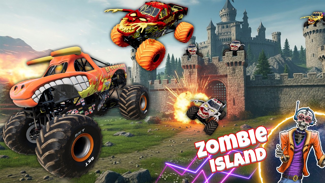 Защита замка Monster Jam: оберегайте королевство от огромных зомби-монстр-траков!
