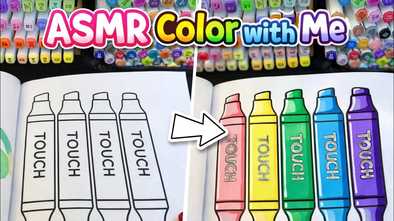 Color with Me ASMR Coloring Touch Markers | Satisfying Rainbow Coloring | Cozy & Relaxing#drawing