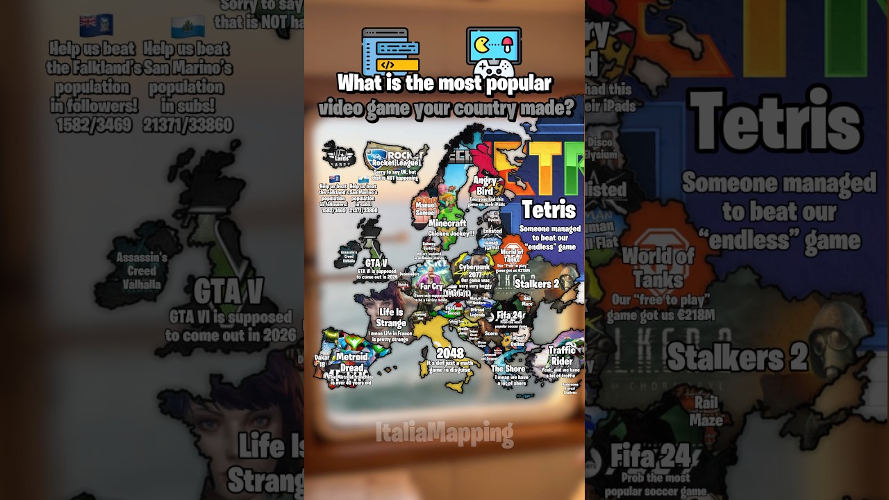 What is the most popular video game your country has made? | ItaliaMapping #fypシ゚viral #geography