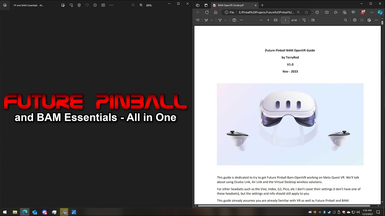 Future Pinball and BAM Essentials AIO - COMPLETE : Part 3 - Bam OpenVR - FP in Virtual Reality rulez