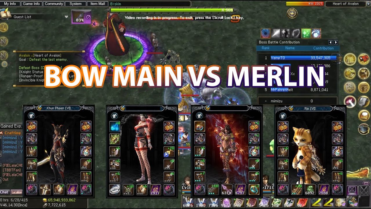 Avalon Bow Main VS Merlin (Khun + Shenhong + Hippo) | Atlantica Online