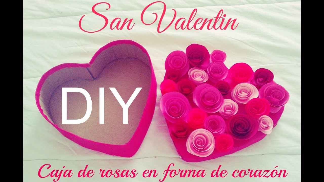 DIY Caja en forma de corazón ♡ tapa de rosas de papel ♡ Detalles para San Valentín