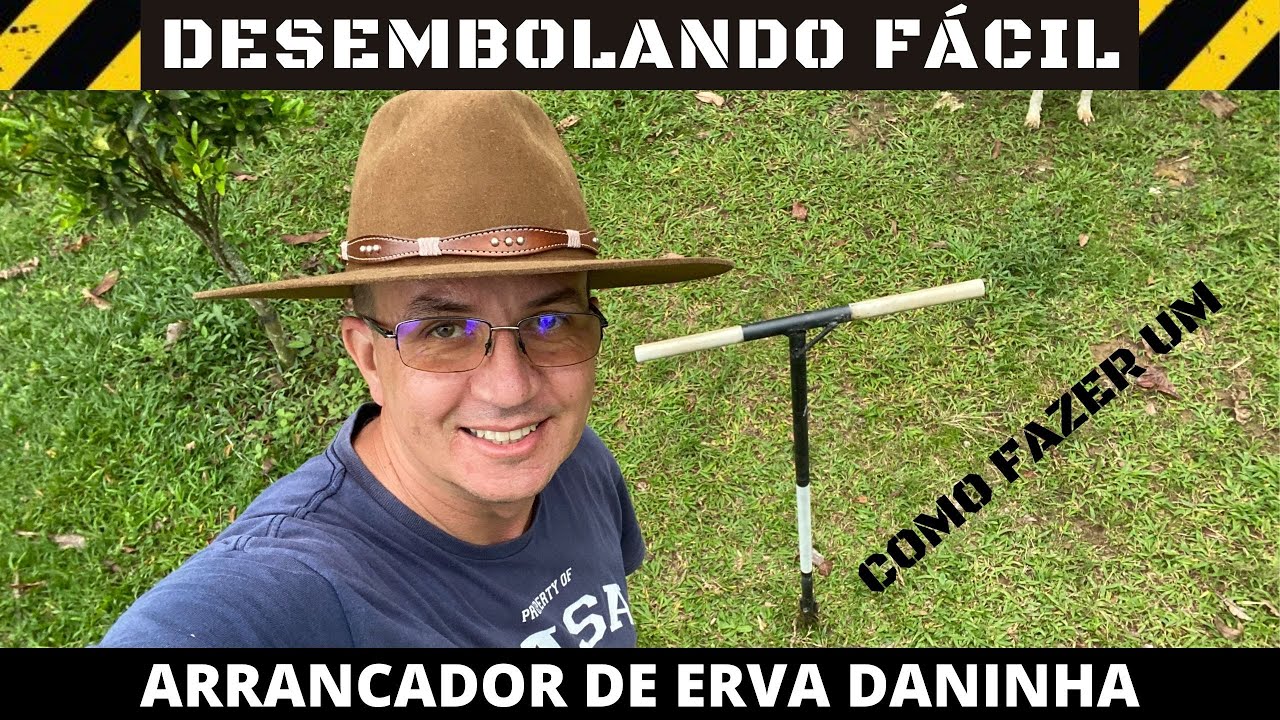 Arrancador de erva daninha feito de cano.