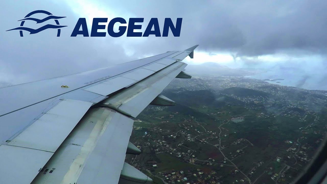 AEGEAN AIRLINES Airbus A320-200 CROSSWIND ONBOARD Landing at Athens Airport (ATH)!