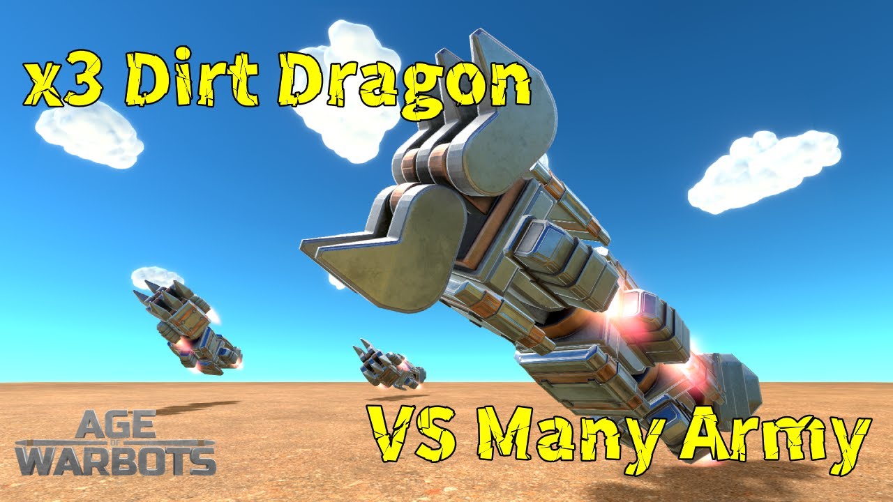 x3 Dirt Dragon vs Many Army in Early Access - Age of Warbots (AOWB)