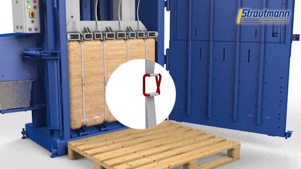 Mill size baler- Strautmann PP1208 in action using baler strap