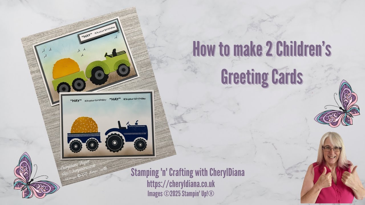 How to make 2 simple children's greeting cards using the Tractor & Co stamp set and matching dies.
