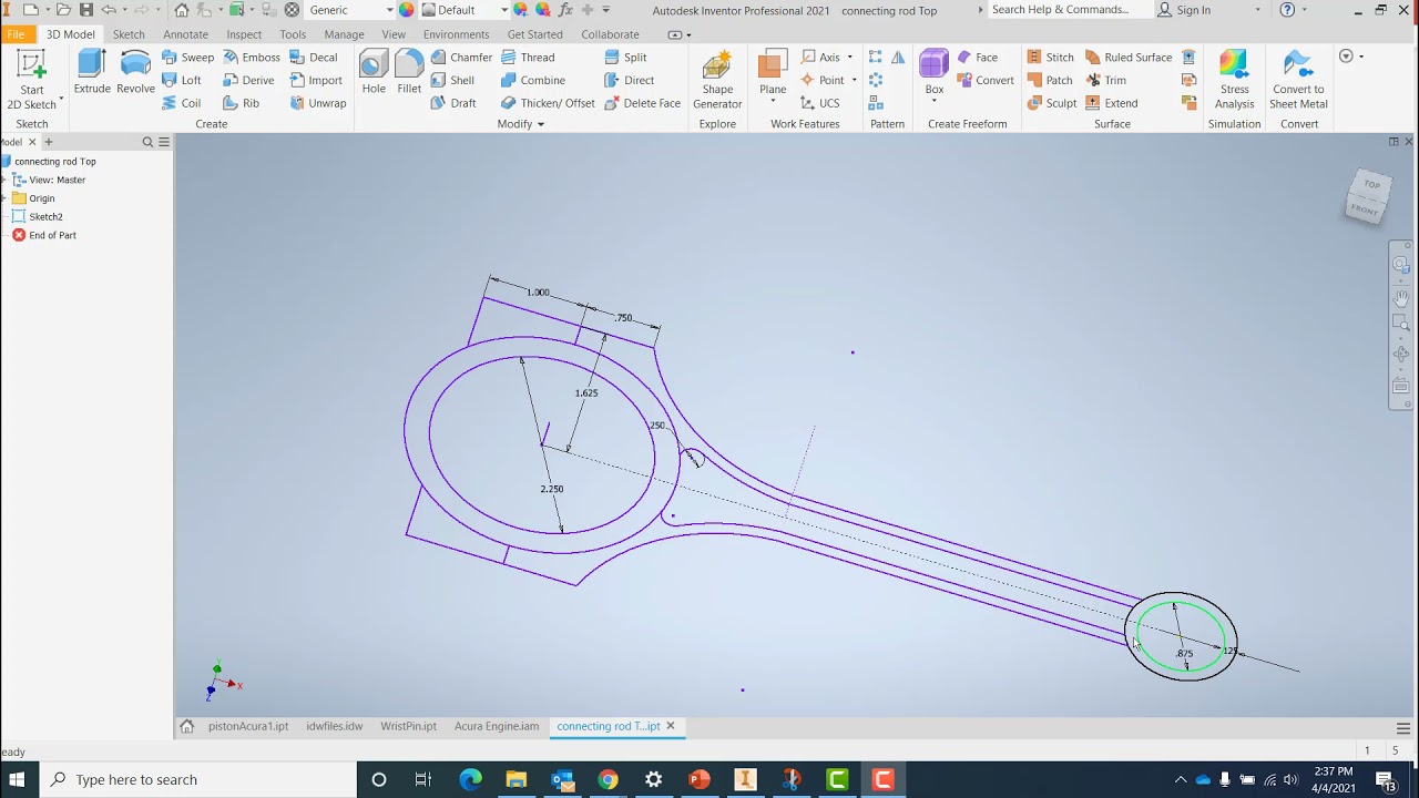 Inventor Professional 2021: Connecting Rod