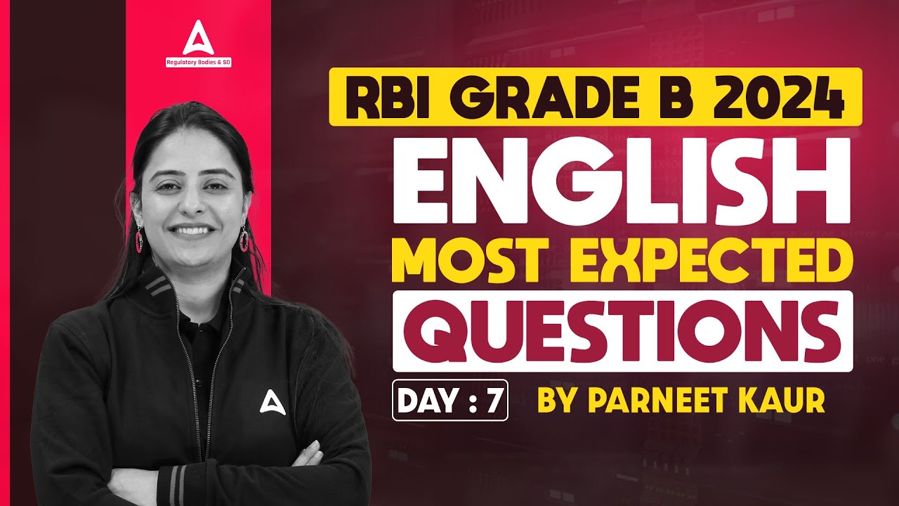 RBI Grade B 2024 | English Most Expected Questions #7 | English By Parneet Kaur