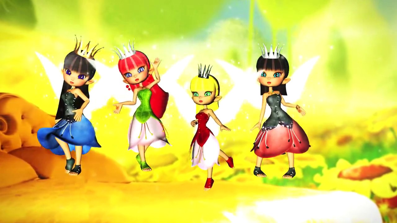 Five Fairies little princesses jumping on the bed Nursery Rhymes | Ginger Cat Fairytales