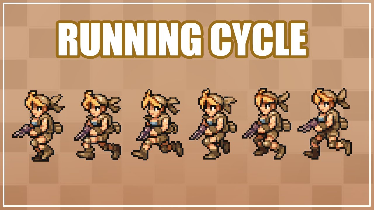 Pixel Art Animation - Running Cycle (6 frames) - Eri Kasamoto