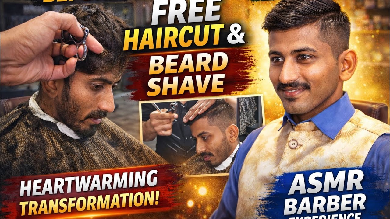 Free Makeover Of A Special Boy | ASMR Haircut & Beard Shave Transformation