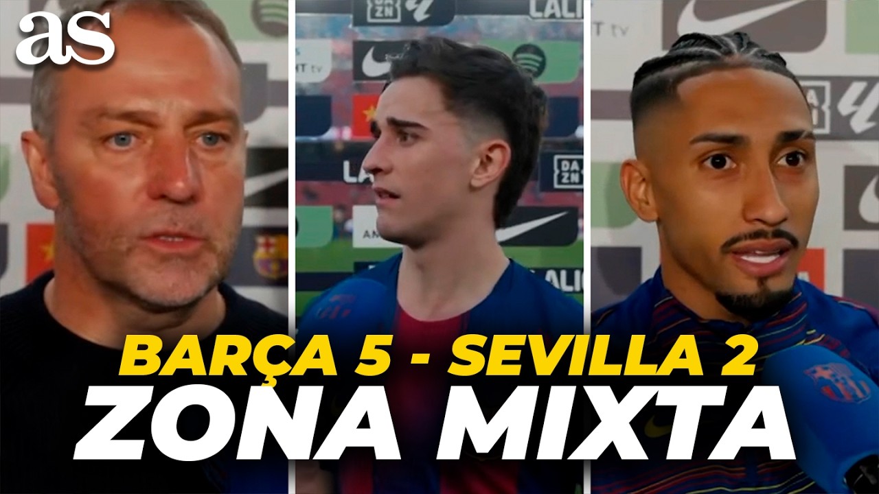 FC BARCELONA 5 - SEVILLA 2 ZONAS MIXTAS: GAVI, RAPHINHA, FLICK...