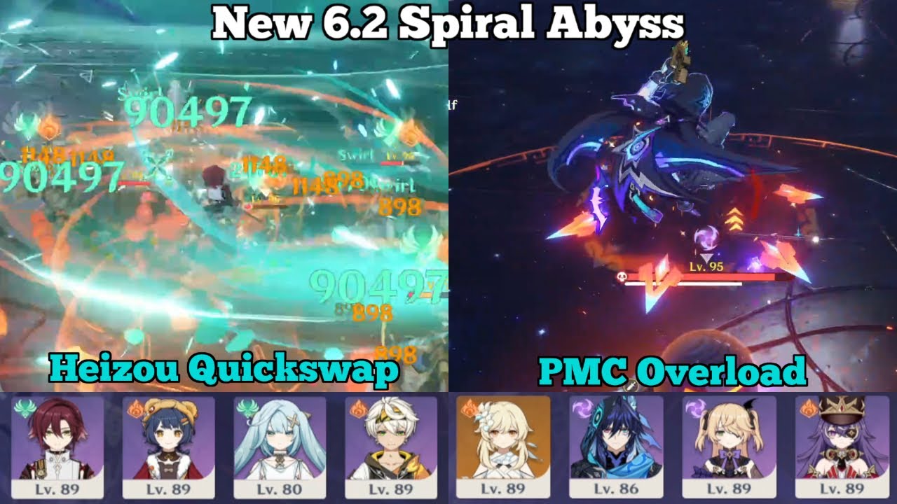 6.2 Spiral Abyss 12 | 4 Stars Clear - Heizou Quickswap and Pyro Traveler Overload | Genshin Impact
