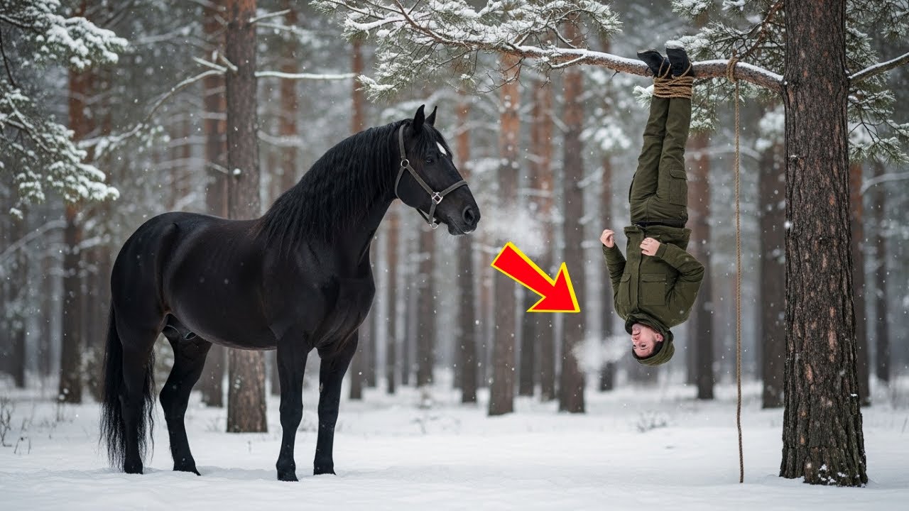 Riesiges Pferd entdeckt Ranger kopfüber am Baum – was dann geschah, schockierte alle