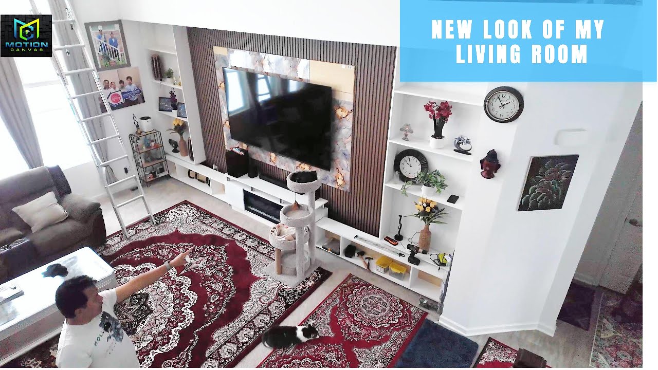 New look of my living room | Added new TV cabinet and extra long curtains