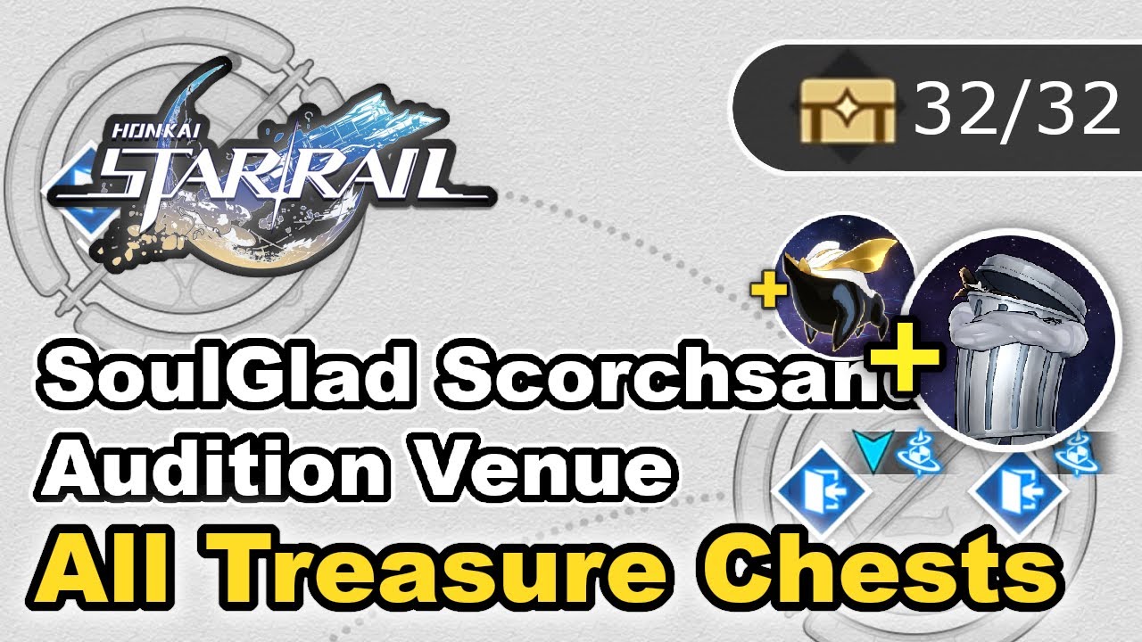 SoulGlad Scorchsand Audition Venue - All Treasure Chest Locations (Chests,Trashcan, Trotter) - HSR