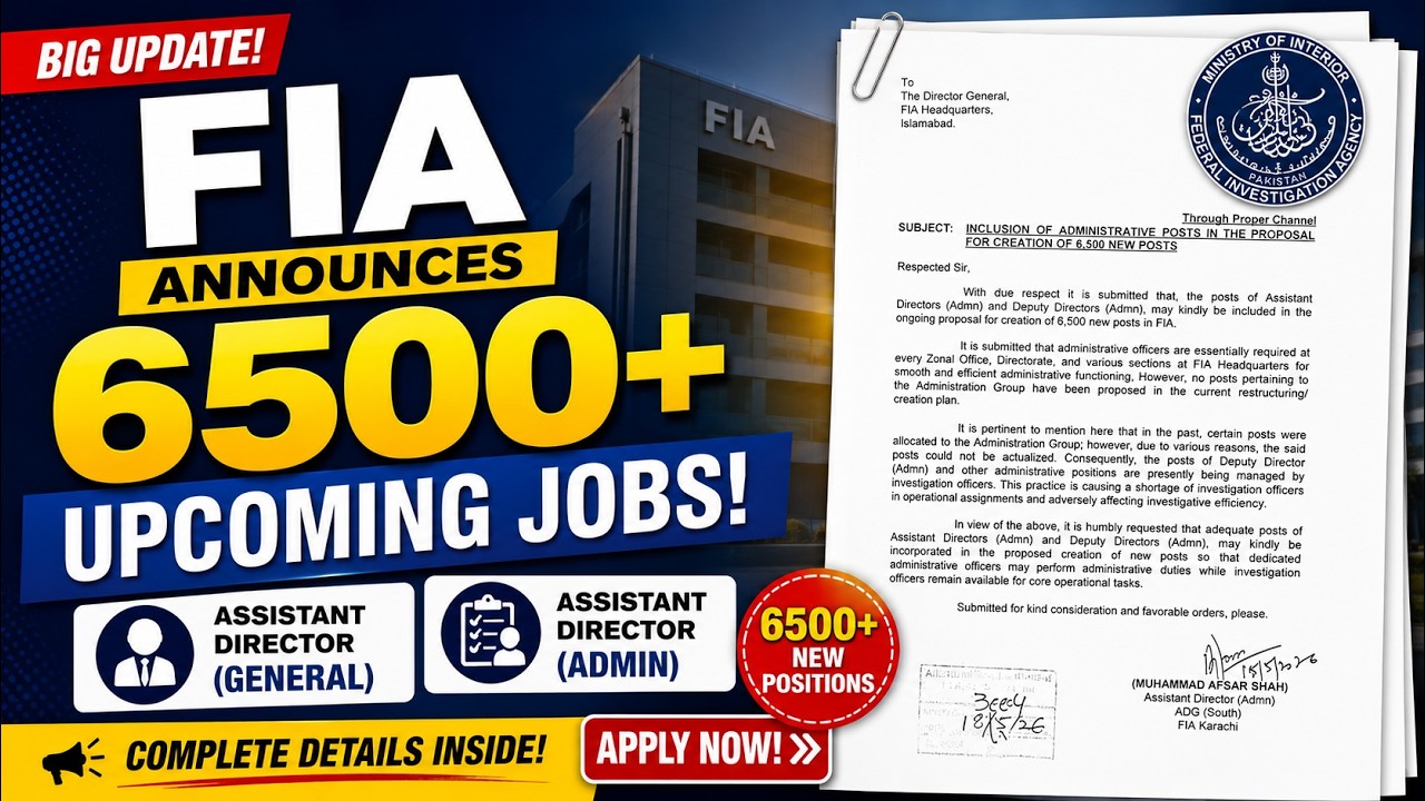 FIA 6500+ Upcoming Jobs 2026 | Assistant Director (Admin) Posts | Latest FIA Recruitment Update